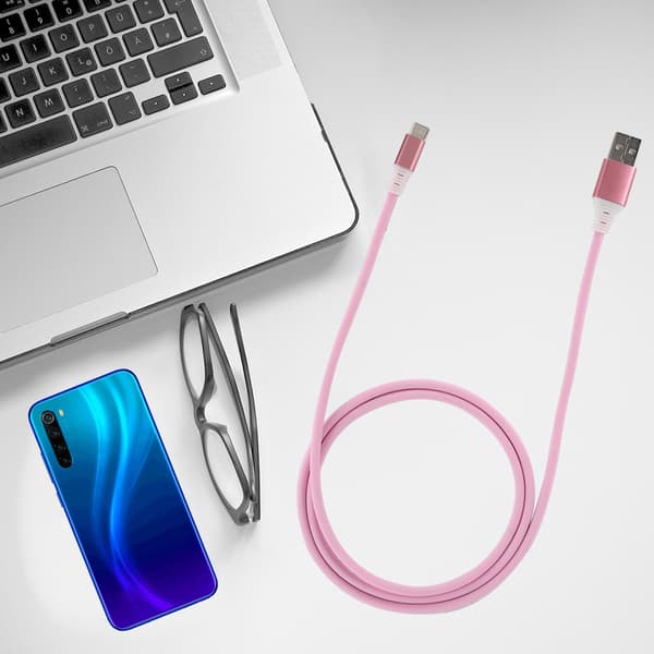 2 stk. TPE aluminiumslegering datakabel med LED-belysning til telefoner med Type C-interface (pink)