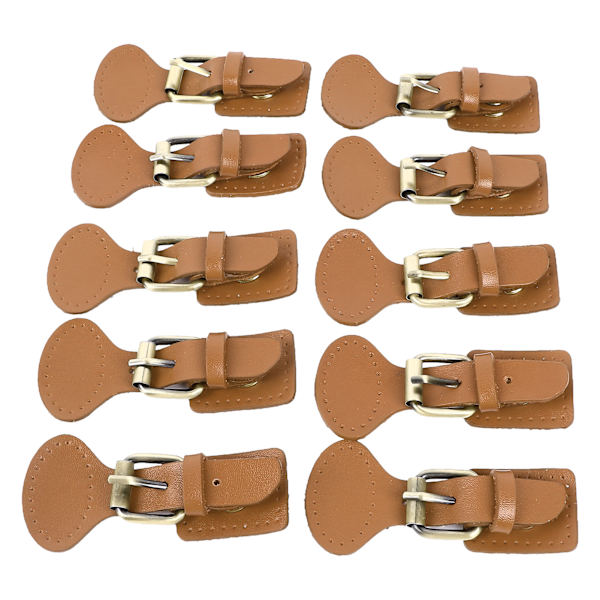10 set lädersy på växlingsförslutningar Läder Snap Toggle söm på spänne för kappa Jacka DIY Läder Craft Tan