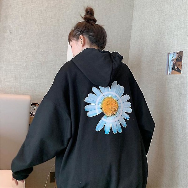 Casual Loose Fit Tunika Sweatshirt med Små Daisy Print XL Apricot