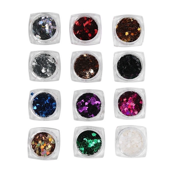 12 färger nagelkonst paljetter lönnlöv nagel glitter flingor glänsande dekoration manikyrverktyg