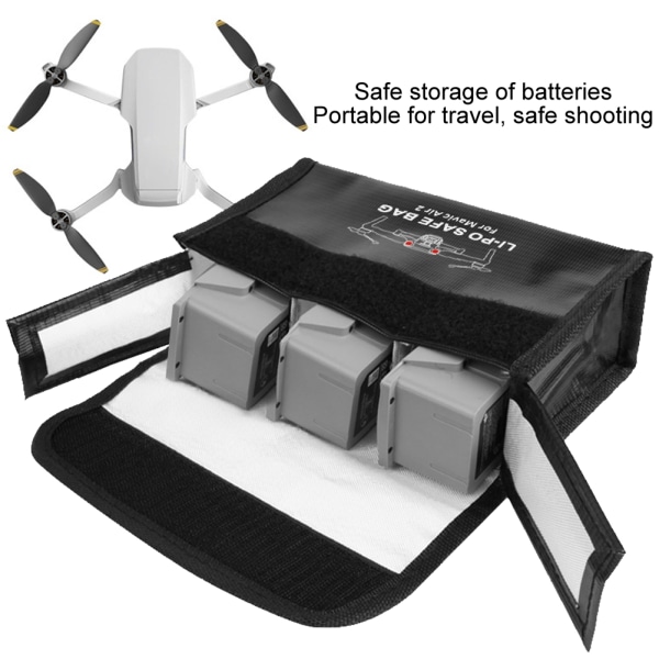 Drone väska Explosionssäker brandsäker förvaring Skyddsfodral Case för DJI Mavic Air 2 (3 batterier fack)