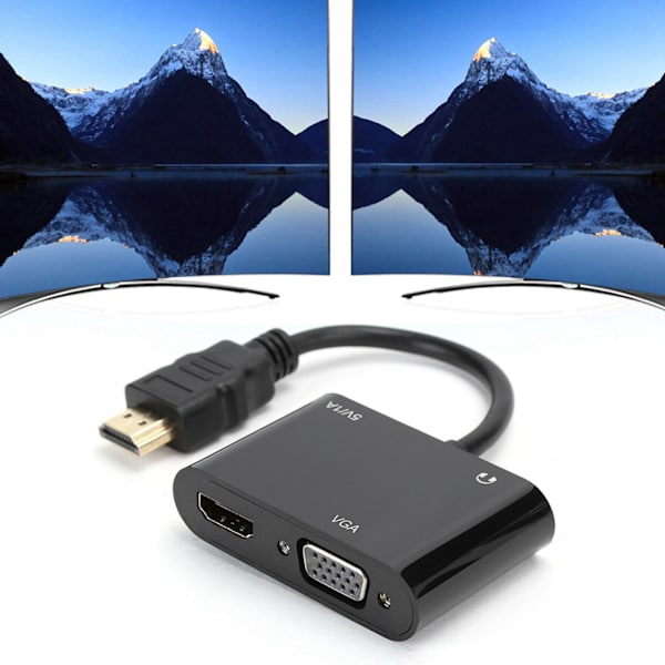 Videokonverter HDMI til HDMI/VGA/Micor Strømforsyning 3,5 mm 4K HD Samtidig Visning