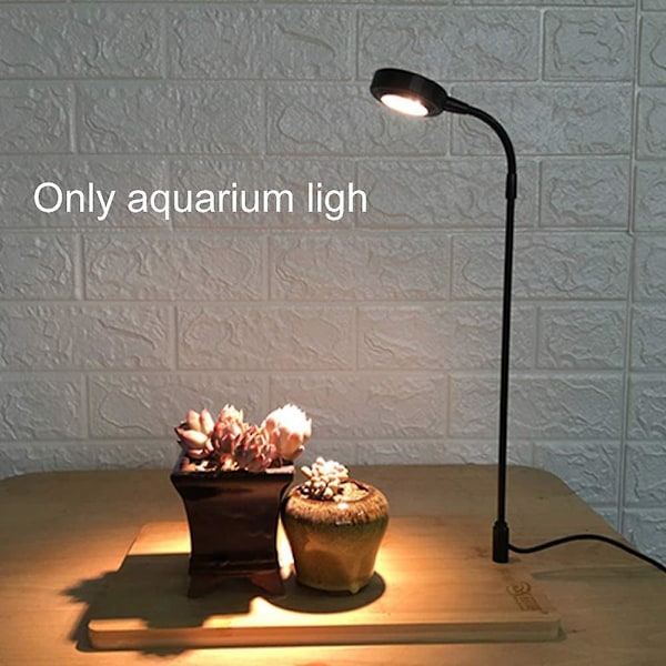 10W Fullspektrum LED Akvarielampa med Bambupanel, USB-driven Nano Akvarielampa, Lampa för Krukväxter, Suckulenter, Miniatyrlandskap