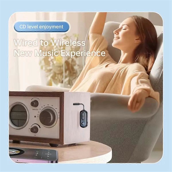Bluetooth Audio Transmitter Receiver Stereo Adapter med Mikrofon Hvid