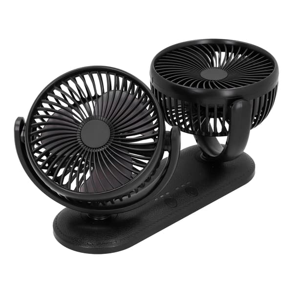 Bil Auto Ventilator 360 Grader Justerbar 3-Niveauer Luftkøling Dobbelt Hoved Lydløs USB Køler DC201