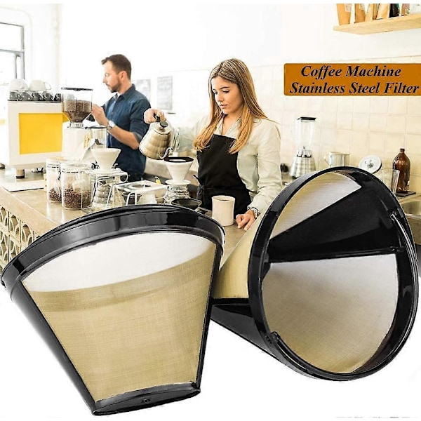 2 Stycken Återanvändbara Kaffefilter, Mesh Kaffefilter, Permanent Återanvändbart Kaffefilter