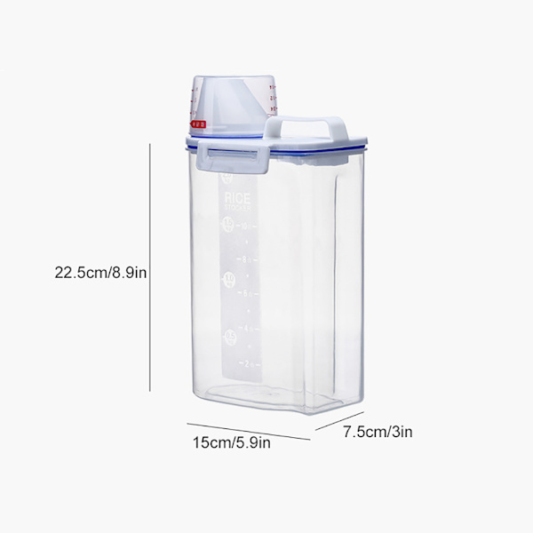 Fuktbeständig transparent förseglad hink i plast med skala, bärbar förvaringslåda för kök