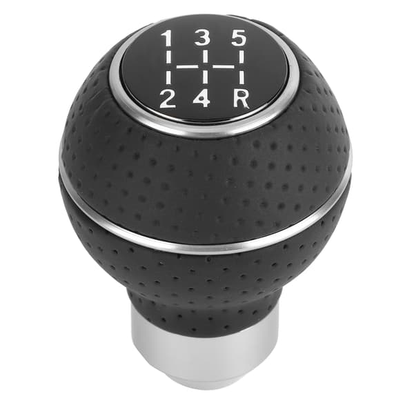 5-gears gearknop i aluminiumslegering og læder, manuelt tilbehør til biler, sort