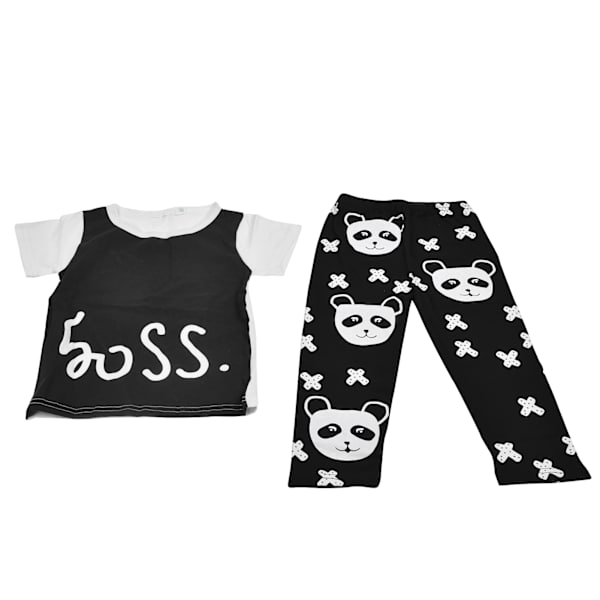 Fashion Baby Bomullskläder Outfits Småbarn Andningsbar Bomullsshorts Panda Mönster ByxorSvart 90cm
