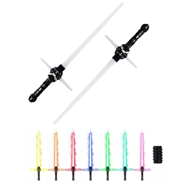 2 stk 7 farger skiftende lysende sverd utvidbart LED lyssverd lysleker for cosplay Halloween jul