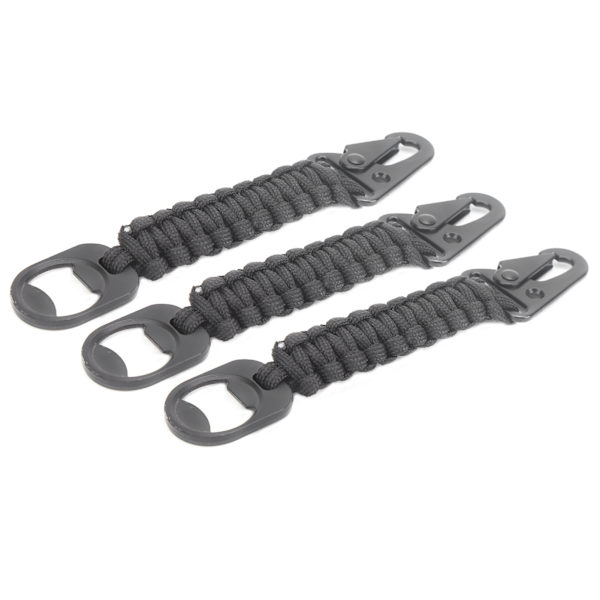 3 stk. Multifunktionel Flaskeåbner Paracord Karabinhage Lanyard AntiSlip Udendørs Vedhæng