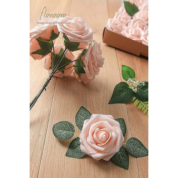 Real Looking Blush Foam Fake Roser for DIY Bryllupsbuketter og Festdekor