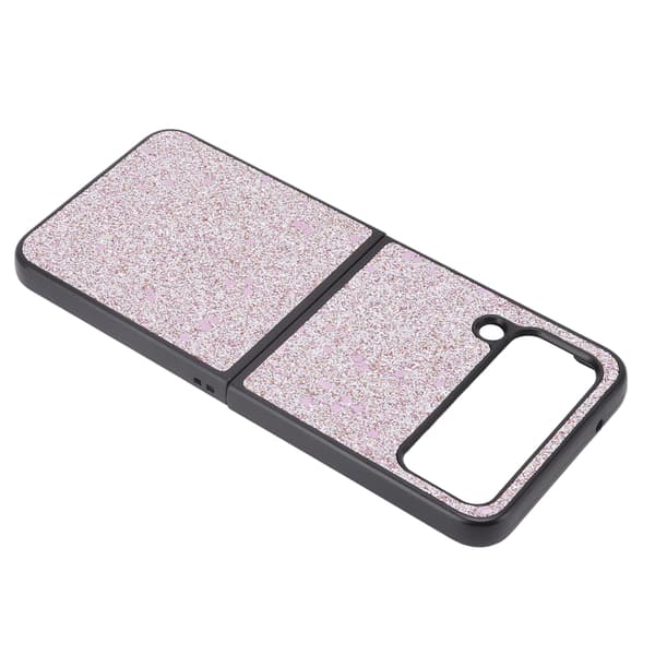 Glänsande telefonfodral Mockafoder ABS Reptåligt vikbart skärmtelefonfodral för Samsung Galaxy Z FLIP 4 Rosa