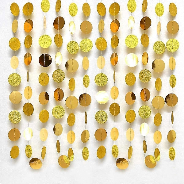 Kultaiset ympyräpisteet Garland Kultaiset juhlakoristeet Glitter Polka Dots Streamers Ripustettava tausta