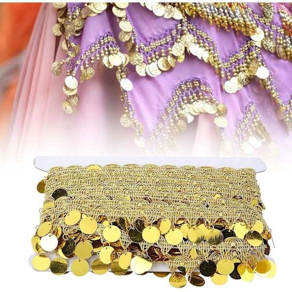 Magdans Höftscarf, 10 Yards Magdans Tofs med Bling Paljetter Mynt, Magdans Kostym Tillbehör för Kvinnor