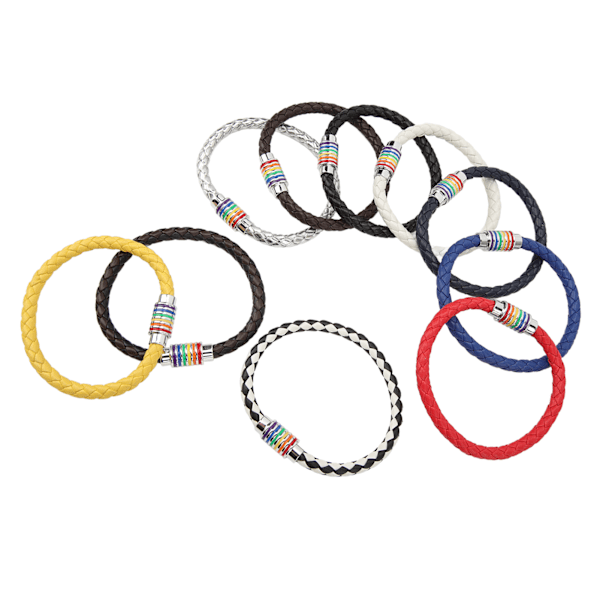 10 st regnbågsfärgade LGBT Pride-armband i läder med flätat magnetlås, regnbågsfärgat armband, flätat armband för män, kvinnor och par