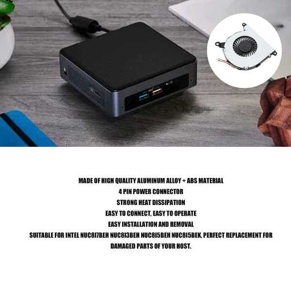CPU Køleventilator 4 Pin Stærk Varmeafledning CPU Køler til Intel NUC8i7BEH NUC8i3BEH NUC8i5BEH NUC8i5BEK