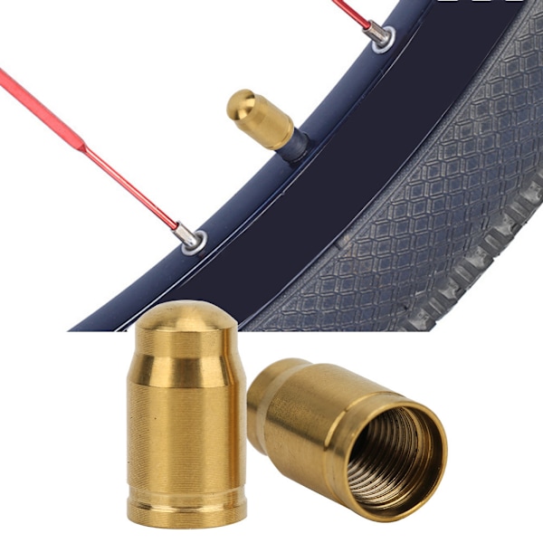 2 st Titanium Legering Cap för Cykel Cykel Däck Cover Vägcyklar Tillbehör Amerika ventil guld