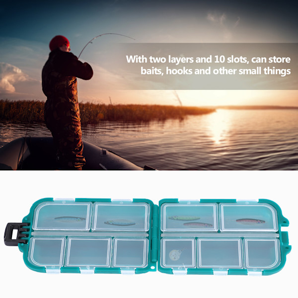 10 platser Dubbellagers fiskebeten Box Lockhållare Krokar Case Tillbehör