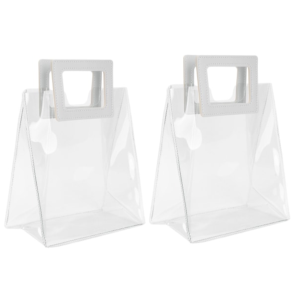 2st påsar Transparent presentpåse Robust bottenhandväska för födelsedag Julklappsförpackning (S)