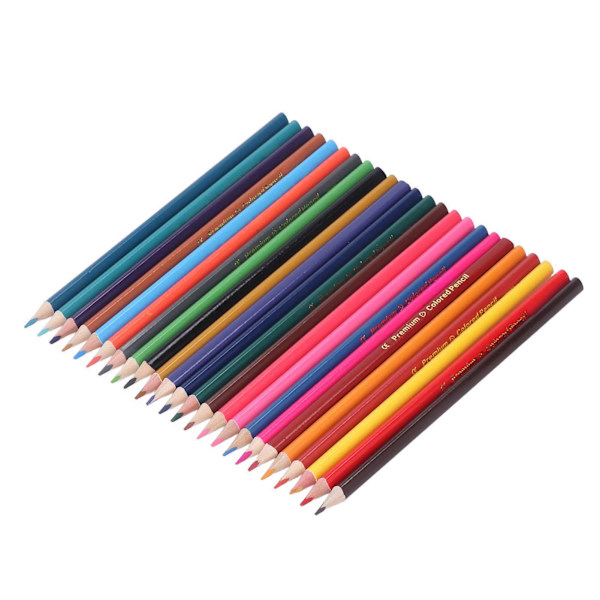 24 stk fargeblyanter trekant pennholder komfortabelt grep glansfull fargelegging dekning poppel skisseblyanter sett