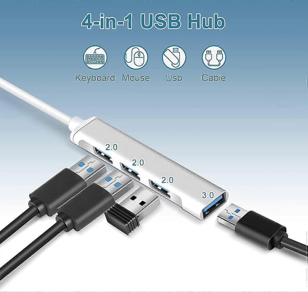 USB-hubb, Ultraslim 4-portars USB-hubb 1*USB3.0 & 3*USB2.0, Multi USB-adapter, USB-splitter för PC, Notebook, MacBook, Desktop, PS3 PS4, Xbox, Wii, XPS, Mo