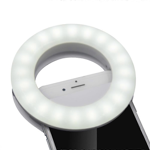 Sort Hvid Selfie Lys til Mobiltelefon, Ringlys, 40 LED Lys med 3 Lysstyrkeniveauer, USB Genopladeligt Selfie Lys til Alle Mobiltelefoner, Tablets og