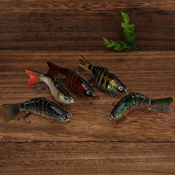 5 stk. 10 cm Multi Sektioner Kunstig Fiske Lure Bait Havfiskeri Grej Synkende Wobblere med Krog
