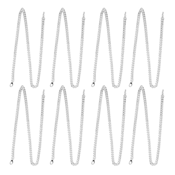 8 stk. kantkæde 8-sidet fræset ovalt spænde 1 meter DIY dekorativ håndværkskæde kantkæde til smykketilbehør sølv