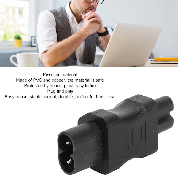 5 stk IEC320 C8 til IEC320 C7 konverterstik 2 ben 2500W strømadapter til bærbar computer