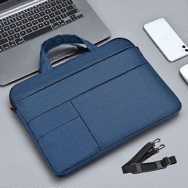 Laptopväska Mode Business Dator Axelväska Tunn Apple Xiaomi Huawei Asus Laptopväska 15,6-tum (mörkblå med axelrem)