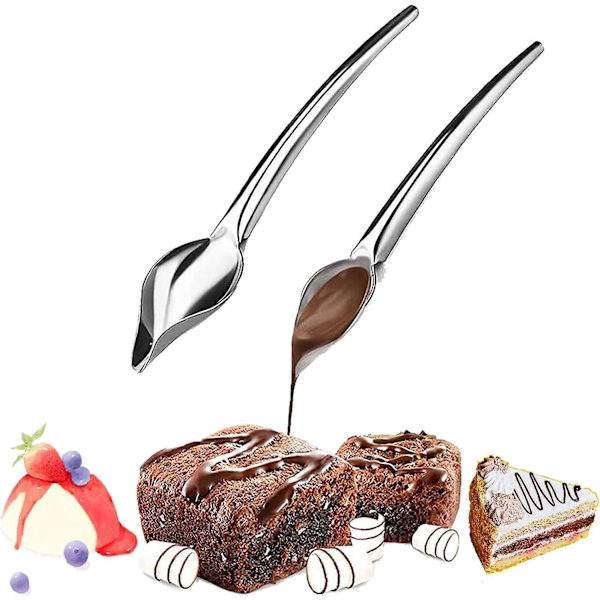 Sæt med dekorations-skeer i rustfrit stål - fjer- og chokoladeskeer til kagedekorationer og gør-det-selv-projekter