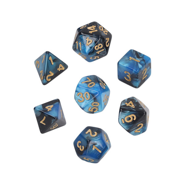 4 set plast polyhedral tärningar lärande polyhedral tärningskuber med tydliga guldnummer för matematikundervisning brädspel blå