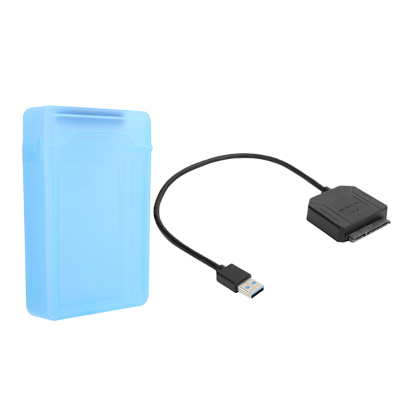 SATA USB 3.0-adapter 2,5 tommer 3,5 tommer SSD HDD harddisk-kabel datamaskintilbehør beskyttelsesboks (blå)