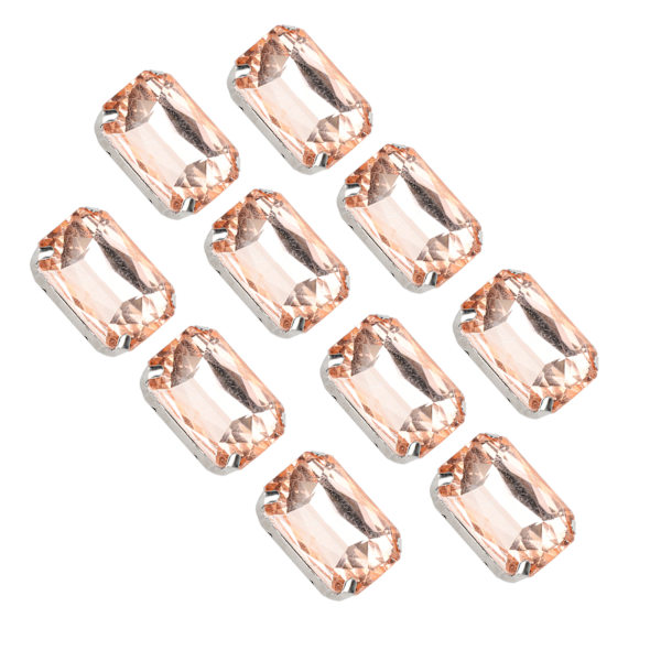 10 stk sy på rhinestones krystaller skinnende knapper dekorasjon for DIY håndverk klær sko vesker 0,71 x 1,1 tommer rosa rektangulær
