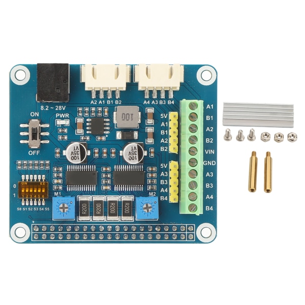 Stegmotorhatt för Raspberry Pi HR8825 Motordrivrutin Chip Motorstyrenhet driver 2 stegmotorer 1/32 Microstepping