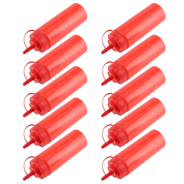 340 ml 10 stk / sæt plastik krydderidispenser til sauce, olie, fløde, eddike (rød)
