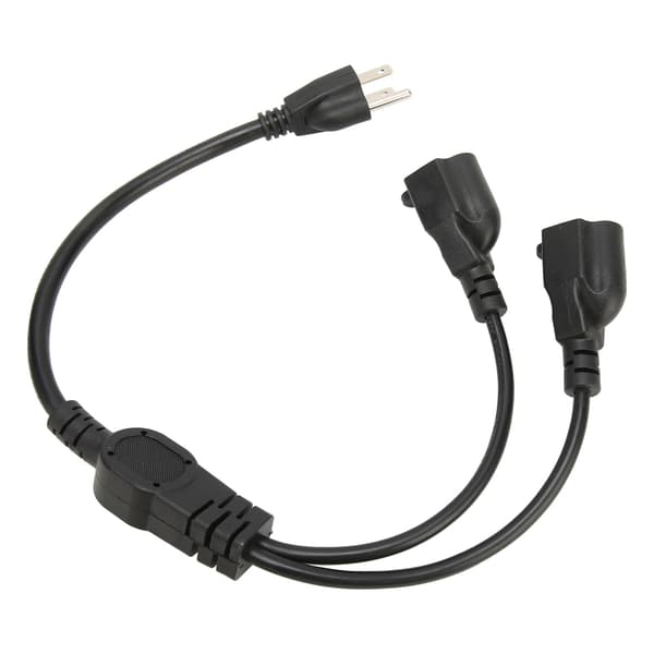 Forlengelse Y-splitter strømledning 3-pinners 1 til 2 hann til hunn strømforlengelseskabel US-plugg 100-240V