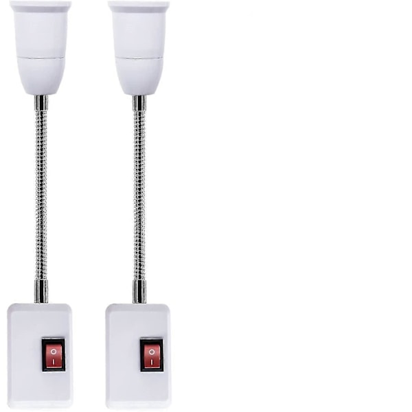 3-pack Flexibel Lamphållare, Vägglampa med Stickkontakt, E27 Förlängd Glödlampssockeladapter Med På/Av-knapp
