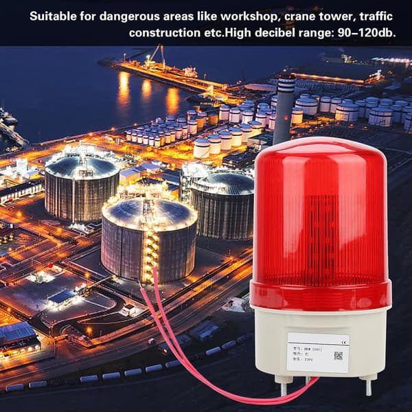 Røde LED-varsellys Akustisk-optisk alarm Roterende lys Nød-LED-strobelys 220V