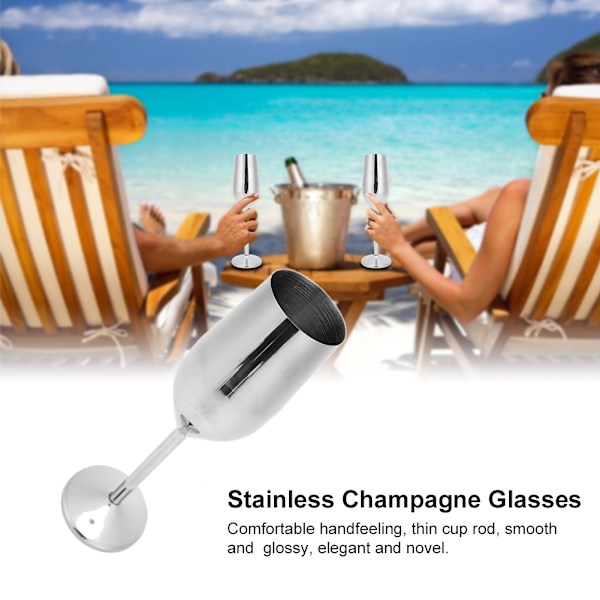 304 Rostfritt Stål Vinglas Champagne Glas Dricksglas 220ML för Bar Fest BankettSilver