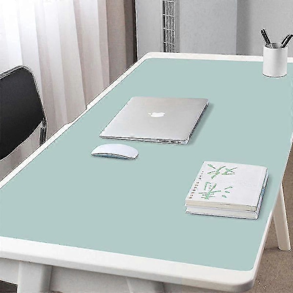 Dobbeltsidig Bærbar Stor Musematte Gamer Vanntett PU Lær Skrivebordsmatte Datamaskin Musematte Tastatur Borddeksel Mint Grønn 100*50cm