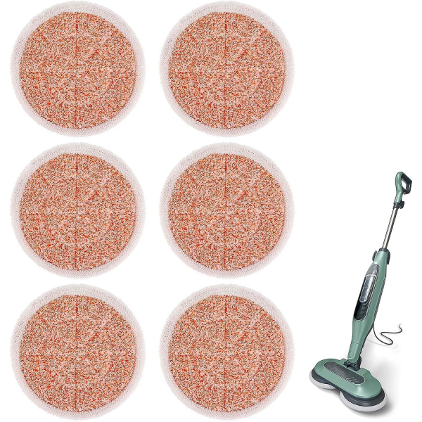 6 kpl oranssia uutta S6002UK höyrymoppilappua - Yhteensopiva Shark Steam Mop cover vaihdon, raskaan hankaustyynyn, uudelleenkäytettävien höyry- ja hankaustyynyjen kanssa