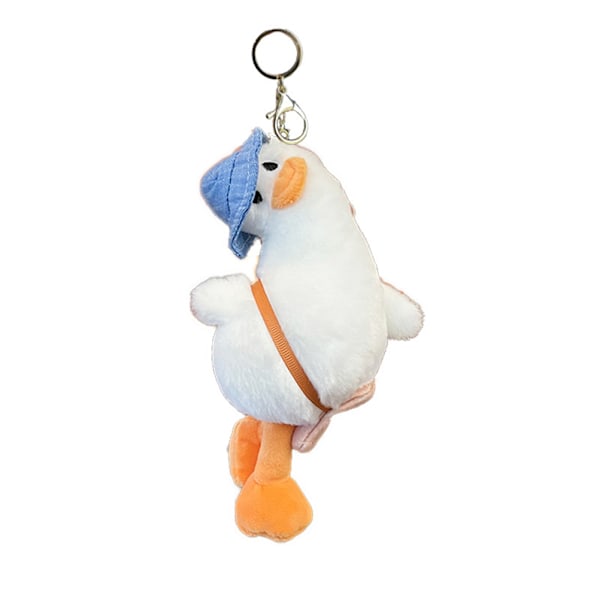 Cartoon Tilted Head Duck Doll Keychain Cute Wear Hat Duckling Keyring Children Bag Pendant Car Keyring Gifts