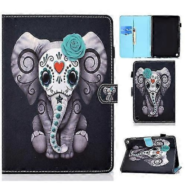 Maalattu Kuvio Tpu Vaakasuora Käännettävä Nahkainen Suojakotelo Kindle Fire Hd 8 2020 Zekai Ruusu Elefantti