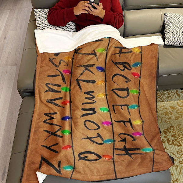 40x50 Tæppe Komfort Varme Blødt Plys Kast til Sofa Julelys Alfabet Fra Stranger Things