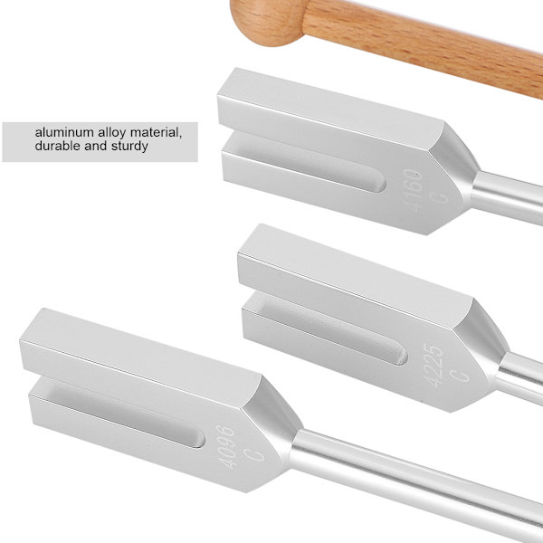 C4096 / C4160 / C4225 Aluminiumlegering Stämgaffel Ljudläkning Terapi Verktyg Set med Hammare