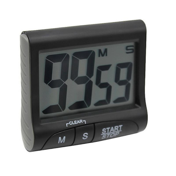 2 Pak Køkken Timere - Høj Alarm, Stopur, Magnetisk, Nedtælling, Stor LCD Skærm - Sort