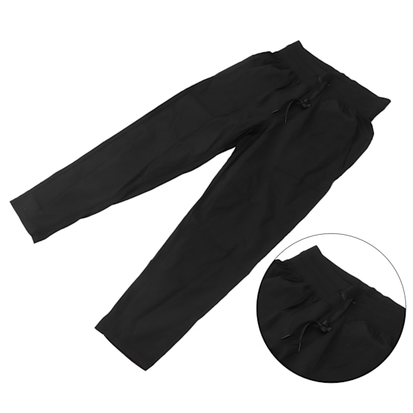 Kvinde Fitness Joggere Nylon Hurtigtørrende Snørelukning Løb Sweatpants Sort L