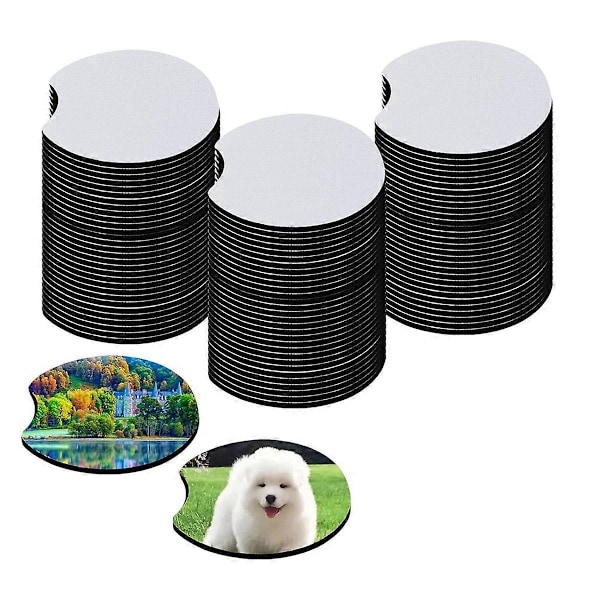 48 stk. 7 cm cirkulære blanke sublimerings bil coasters